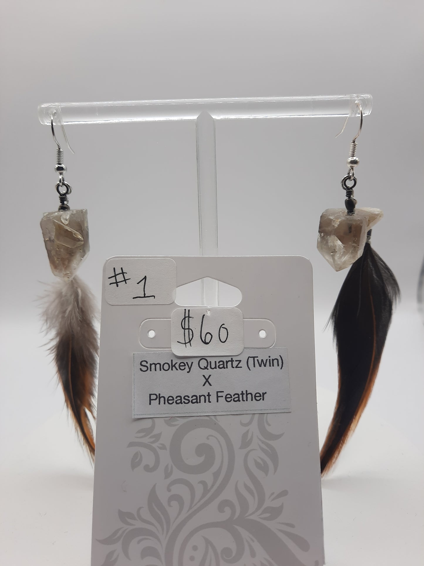 Smokey Quartz Earrings (twin crystals)